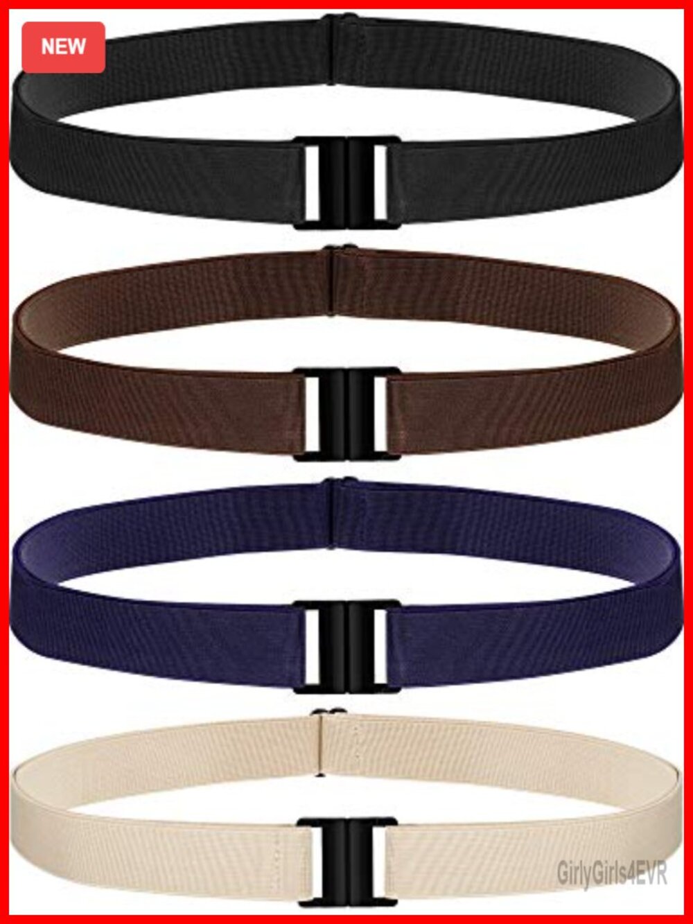 Invisible Elastic Belt for Women, Flat Plastic Buckle, Adjustable Shirt Tuck